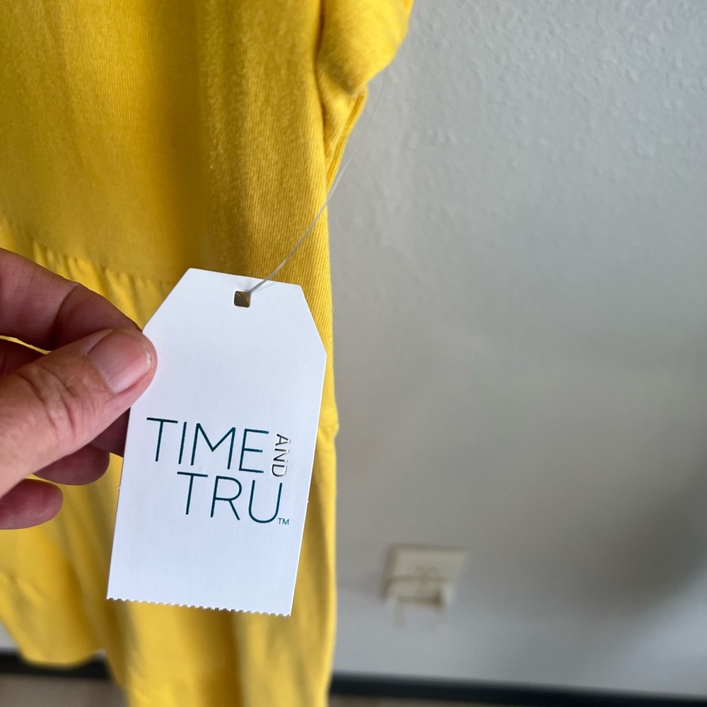Time and Tru Yellow Tiered Ruffle Dress - Picture 2 of 9